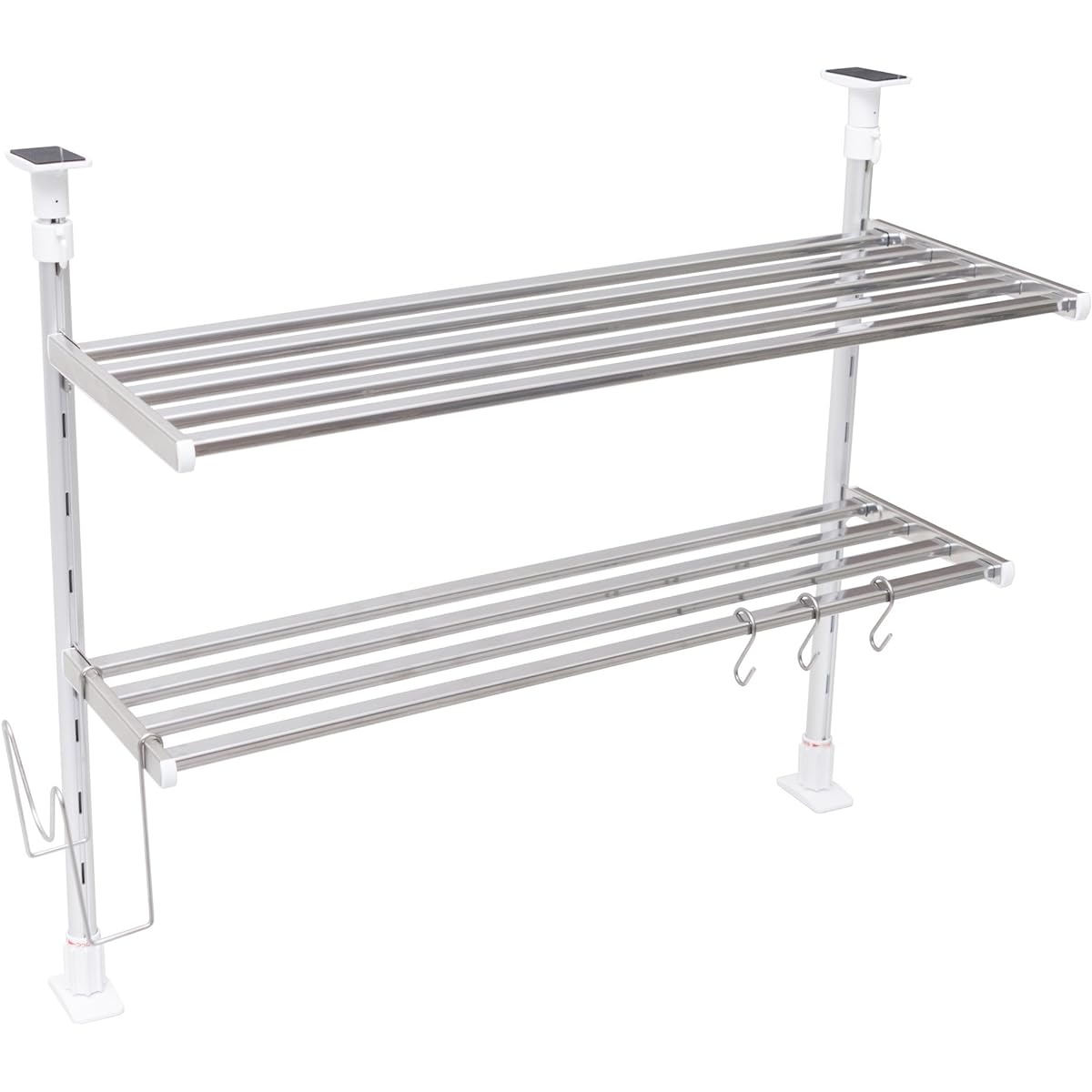 Takubo Kogyo 2-tier Tension Shelf Width 60cm Cutting Board Holder/Dishcloth Holder Set TP2-60MF