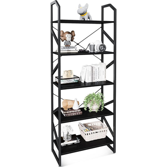 ODK Open Shelf Rack 4 Tier Open Rack Storage Shelf Living Rack Steel Shelf Width 60 x Depth 30 x Height 120cm Kitchen Rack Free Rack Easy to Assemble Bookshelf Natural