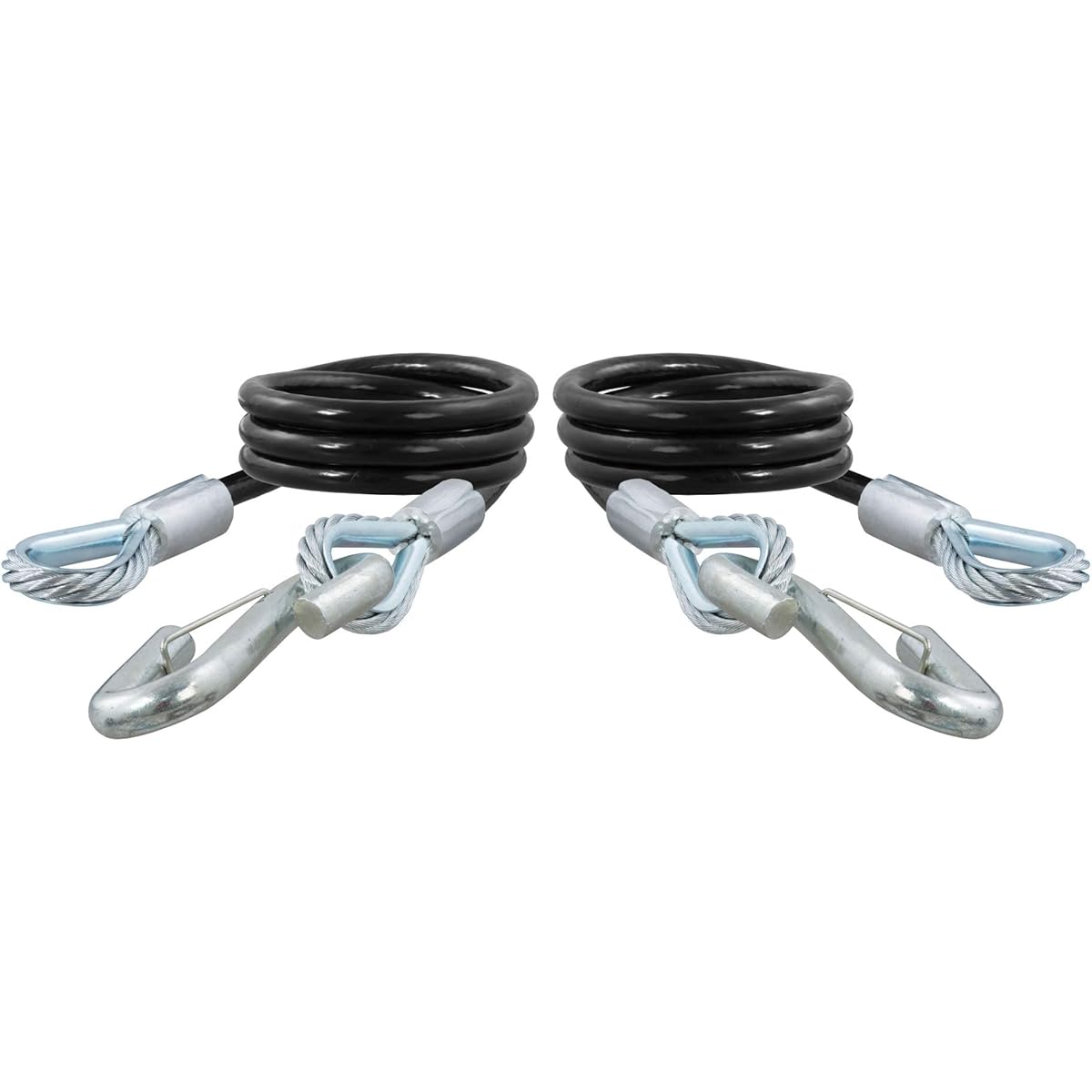 Curt 80176 44 inch vinyl coating trailer safety cable 17/32 inch snap hook destructive strength 7,500 pound 2 packs