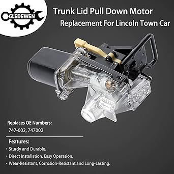 Trunk Pull Down Motor 1994 1995 1996 1997 1997 1998 1998 1997 1998 2001 2002 Lincoln Town Car 94 Lincoln Continental | 747-002 747002 Tranque Tailgate Puldown Release Motor Actuator