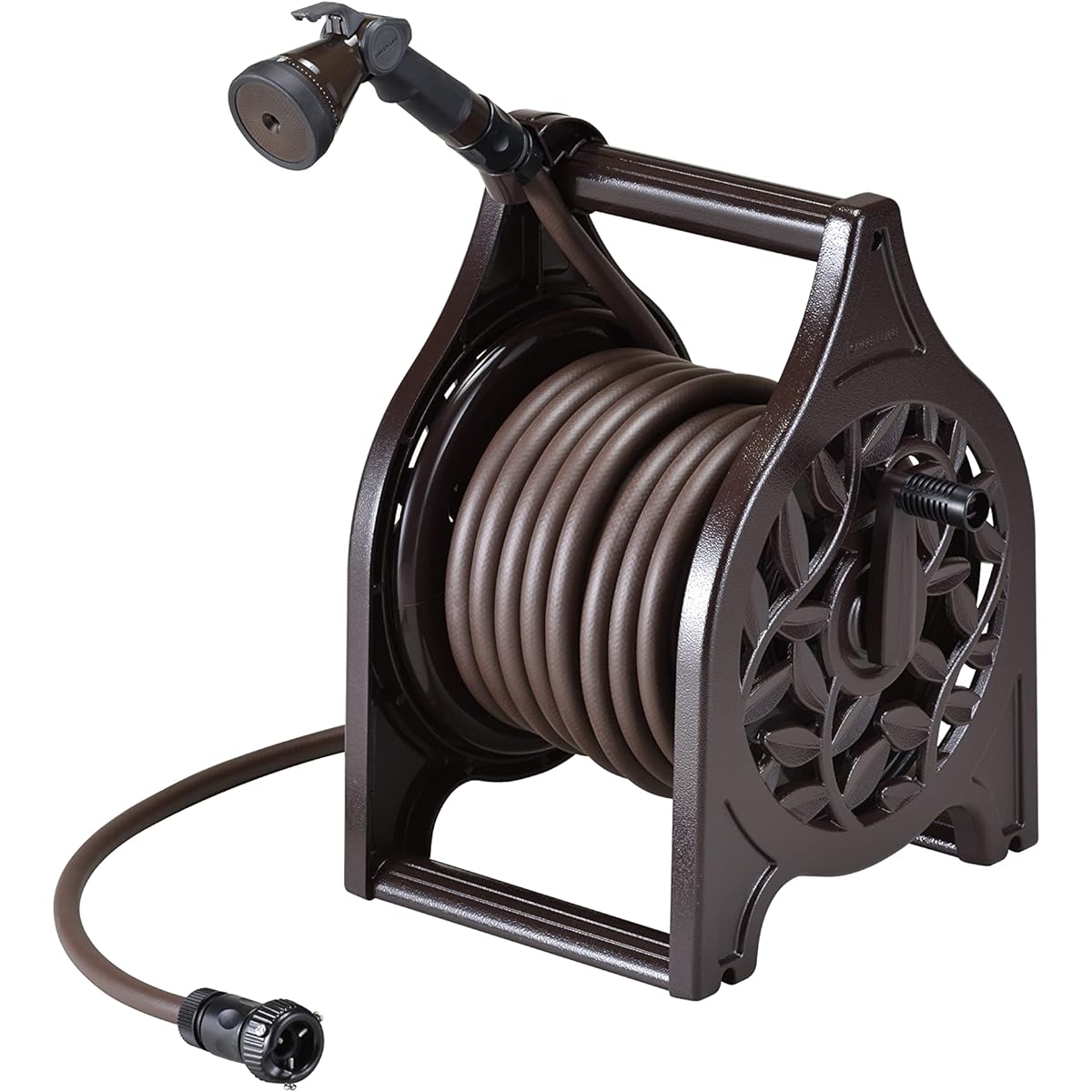 Green Life Hose Hose Reel 20m Highly Durable Aluminum Antique Style G-Flora Brown Stylish AR-20D(BR)
