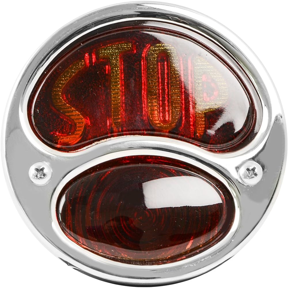 KNS Accessories KA0038 Black 12V Duo Lump Tail Light Ford Model for Amber Script Red Glass Lens and License Light (with S.S. Rim)