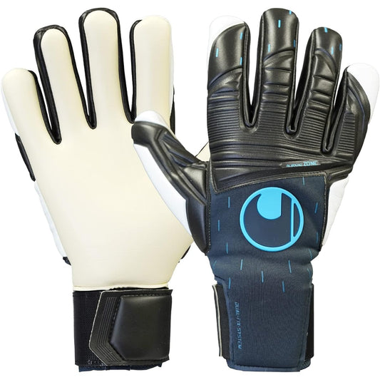 uhlsport Match Soccer GK Keeper Gloves Speed Contact Avro Root Grip Half Negative 1011281 01 Navy x Black x Flow Blue