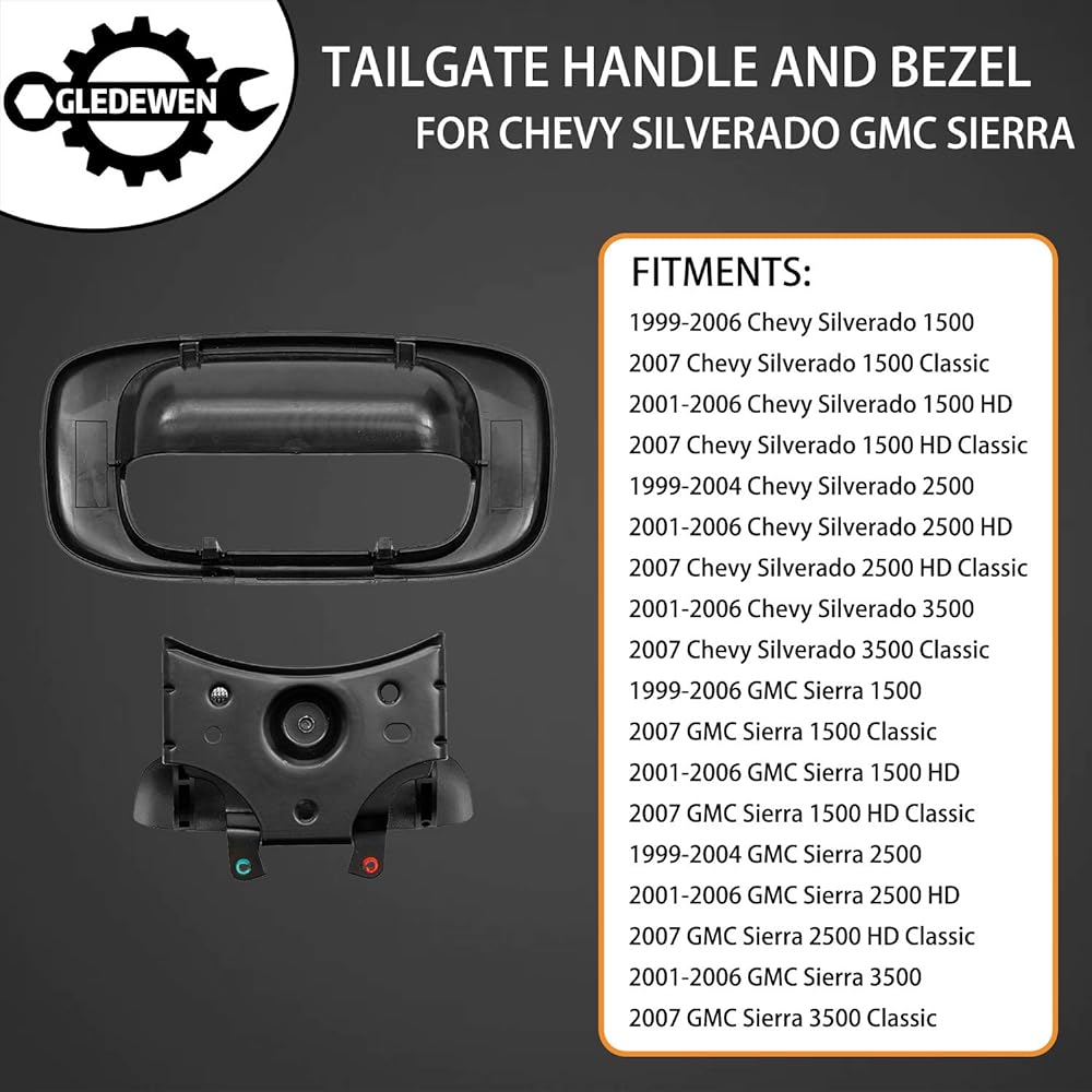 With tail gate handle latch and bezelt rim clip -GM parts 15997911, 15228539, 15228541, 15228540 replacement.