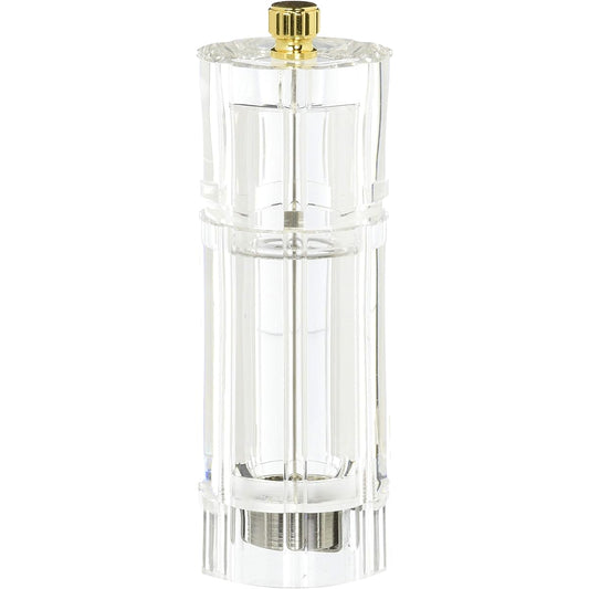 IKEDA Cylindrical Pepper Mill APM-150 Acrylic body, iron metal fittings, brass knob Japan PPPB5