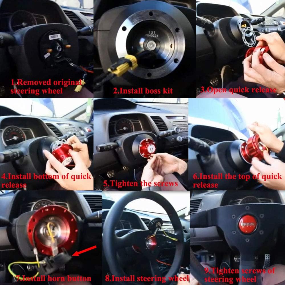 KYOSTAR 100%Real Carbon Fiber Steering Wheel Quick Release Hub Adapter Snap Off Booth Kit Blue KD8305BE