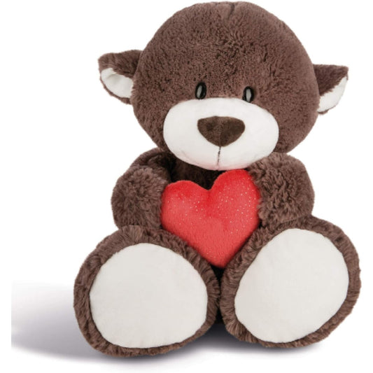 NICI Bear Chocolate W. Heart Classic 70cm Germany Stuffed Toy Gift Love Stuffed Fluffy Bear Brown Big Size 3044433