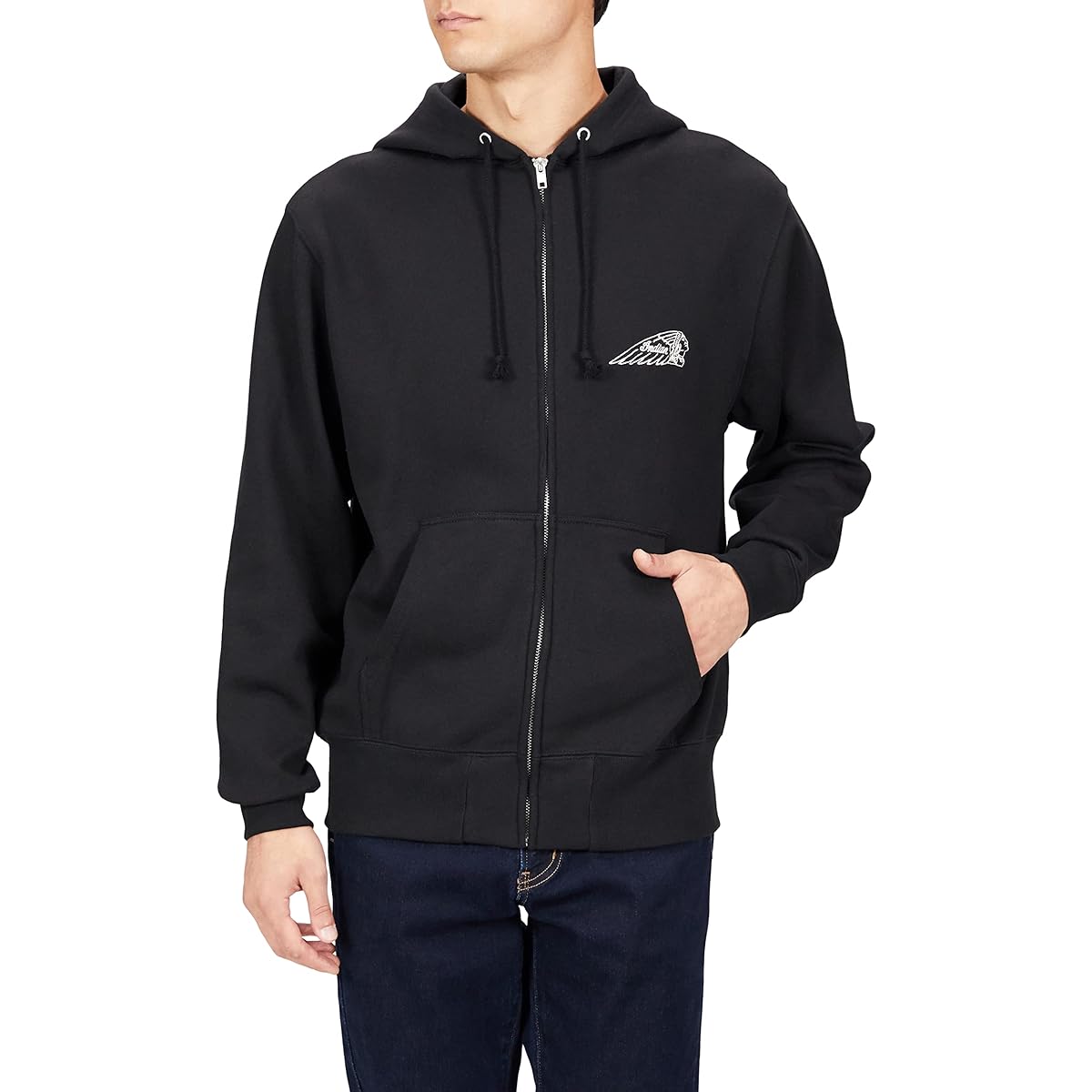 [Indian] Hooded sweatshirt basic zip hoodie head mark logo