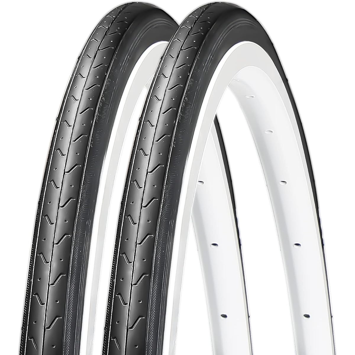 MOHEGIA Set of 2 Bicycle Tires: 700x25C Road Bike Foldable Replacement Tires - Black
