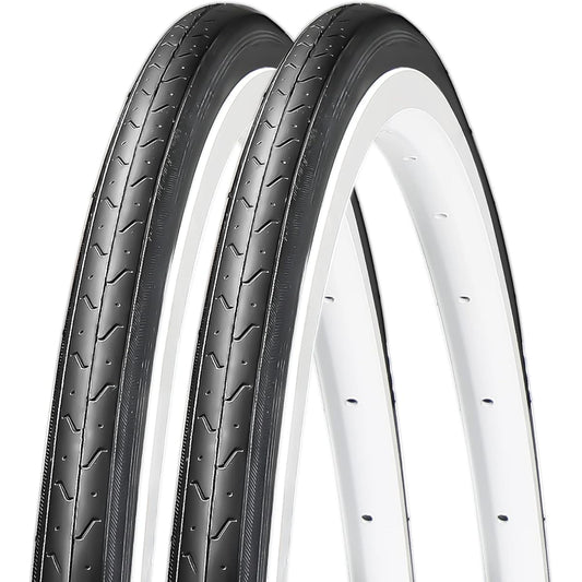 MOHEGIA Set of 2 Bicycle Tires: 700x25C Road Bike Foldable Replacement Tires - Black