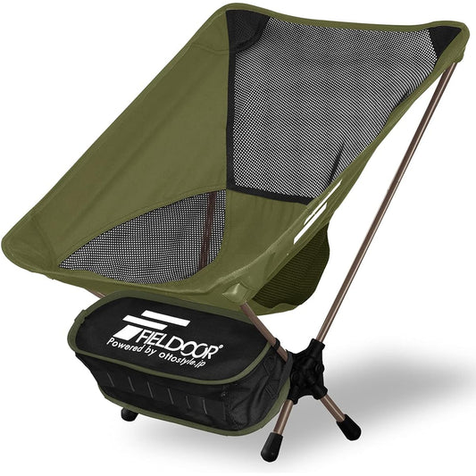 FIELDOOR Portable Compact Outdoor Chair Low Type Low Back Load Capacity 100kg Lightweight Compact Folding Ultra Light Tactical