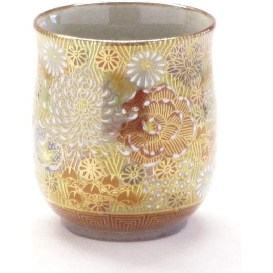 Kutani ware [hot water cup] Large Kaga lord/princess kibun (Kinhanazume) [back picture]