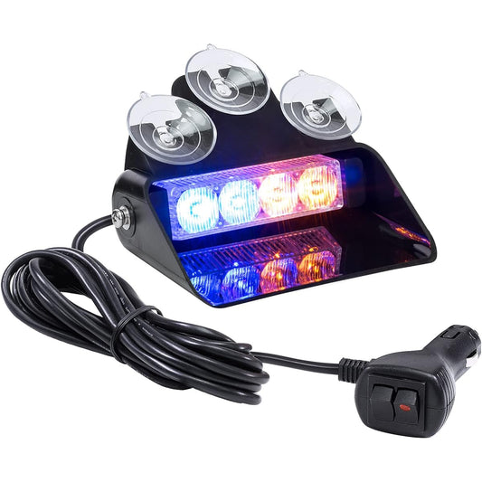 Ultra-high brightness 4 LED Low Profile Front Glass Mount Deck Dash Dash Emergency Strobe Yellow SBWL14-AB