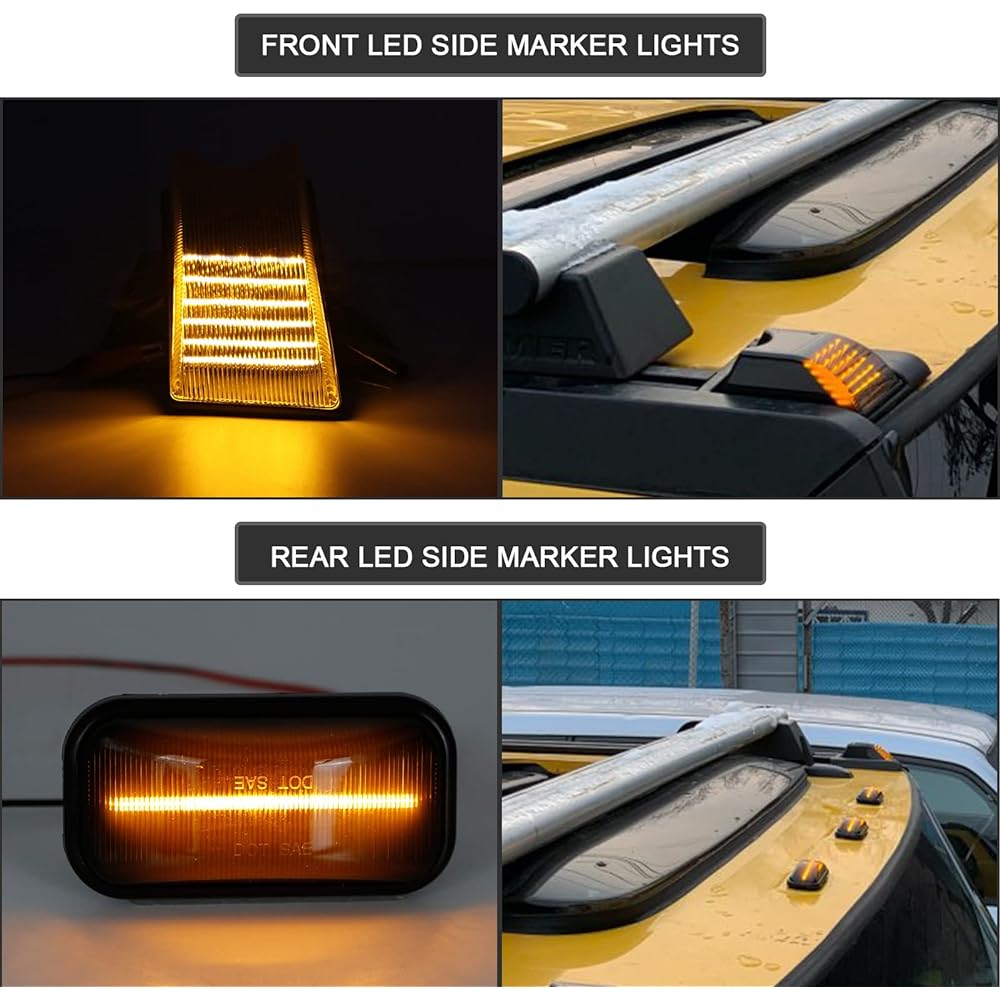 MyNOWAY Smoke Lens LED Marker Light Kit replacement H2 2003-2009 4 Front Amber Rear Red Side Fender Bumper Drying Position Lamp OE 25952319 15114677 Replacement