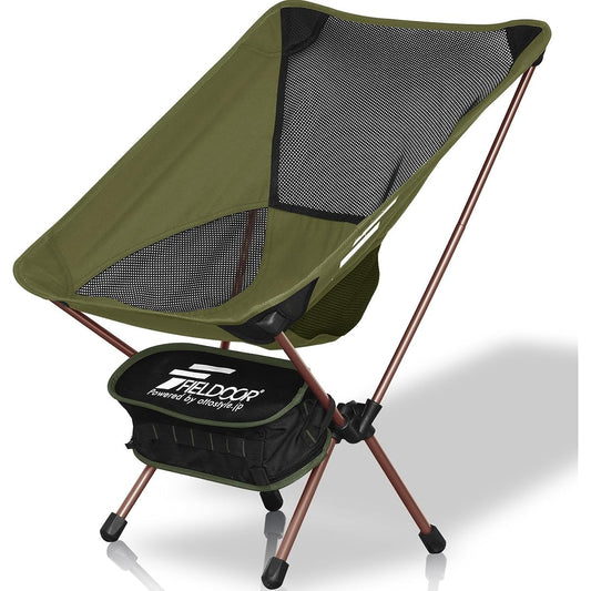 FIELDOOR Portable Compact Outdoor Chair [Low Back] Load Capacity 100kg Lightweight Compact Folding Ultra Light Tactical