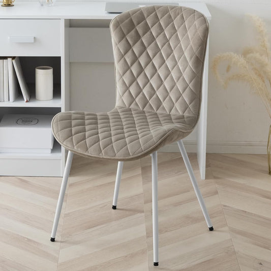 Gen of Tansu Dining Chair, Velor Style, Urethane Seat, Diamond Pattern, White Legs, Nuance Color, Children, Korean, Interior, Scandinavia, 68400020(86251)