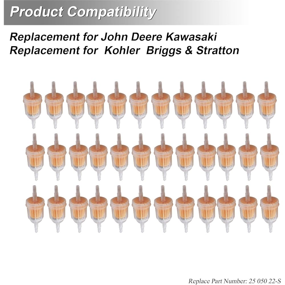 Waltyotur Universal Gas Inline Fuel Filter 36 Pack 1/4 x 5/16 Replacing John Deere Kawasaki Kohler Briggs & Stratton