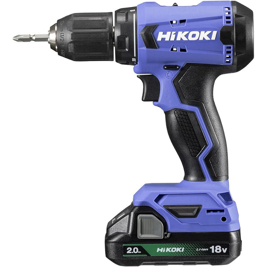 HiKOKI 18V Cordless Driver Drill Chuck 2.0-13mm 20 Stage Clutch 2.0Ah Storage Battery x 2 Charger with Case FDS18DA(2BG)