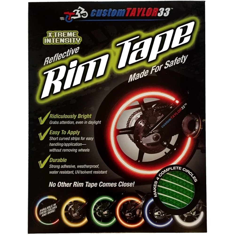 New Special Edition Lime Green High Intensity Grade Reflective Copyrighted Safety Rim Tapes, 17" (Rim Size for Most SportsBikes)