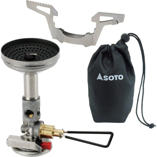 [SOTO] Made in Japan Single Burner Compact Stove Equipped with Micro Regulator (High Firepower and Wind Resistant) OD Can with Storage Pouch Solo Trekking Climbing Micro Regulator Stove Wind Master SOD-310