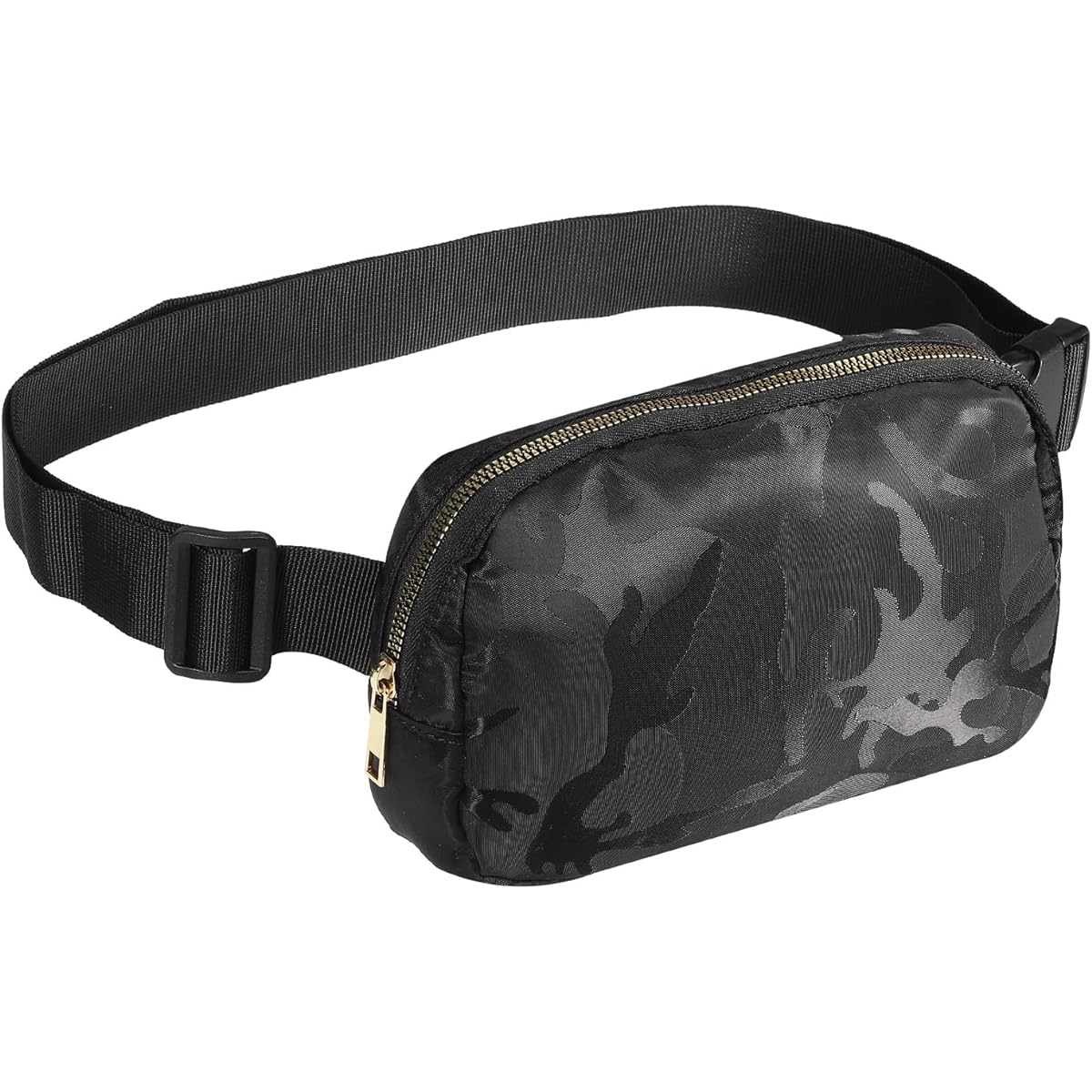 PATIKIL Fanny Pack Waterproof Belt Bag Men & Women Adjustable Crossbody Bag Waist Bag for Running Travel Workout Camo Black