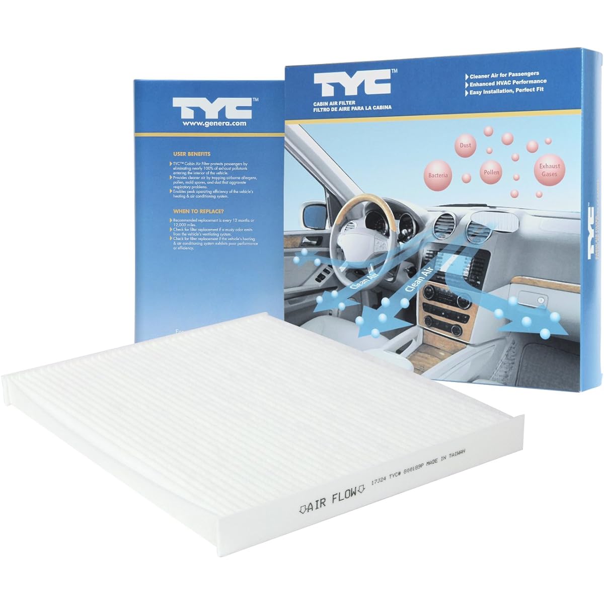 TYC 800189P replacement cabin air filter