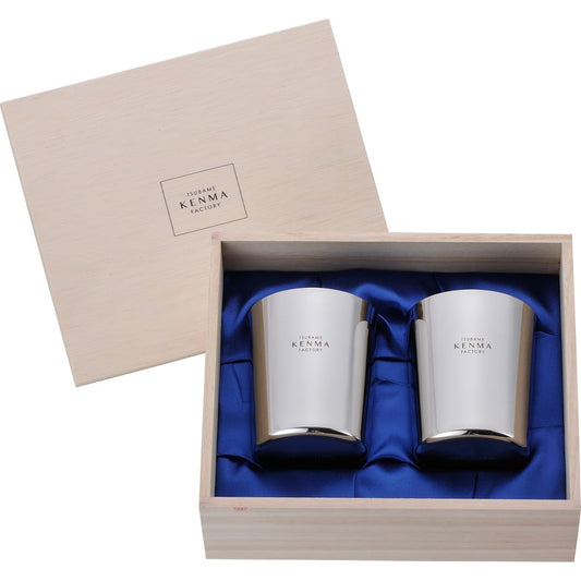 Wahei Phrases Tumbler Alcohol Coffee Tsubamejiro Factory 260ml Set of 2 Wooden Box Stainless Steel Double Walled Heat/Cold Made in Japan TM-9859