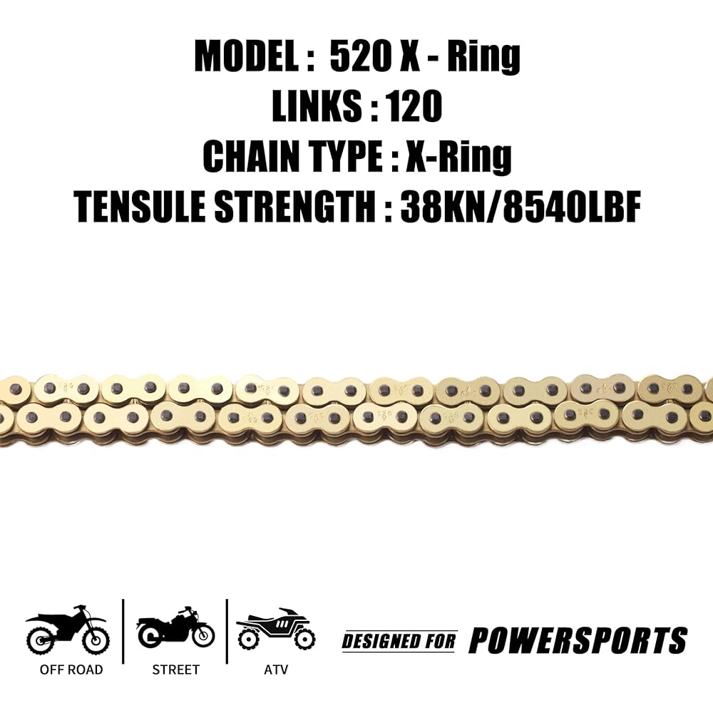 MRELC Gold 520 X Ring Chain + Chain Breaker 120 Link Connection Master Link