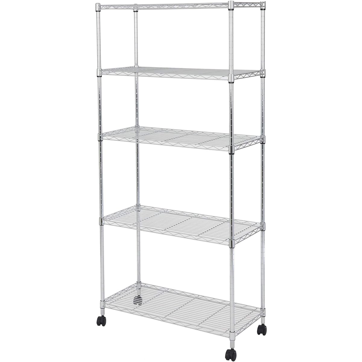 Doshisha Luminous Compatible System Wire Shelf, Width 75, 5 Tiers, Slim Steel Rack, Storage Shelf, Width 75 x Depth 35 x Height 155cm, Overall Load Capacity 400kg, Sturdy, Comes with Casters, Rust-proofing, Compatible with 19mm Pole Diameter Parts, Kitch