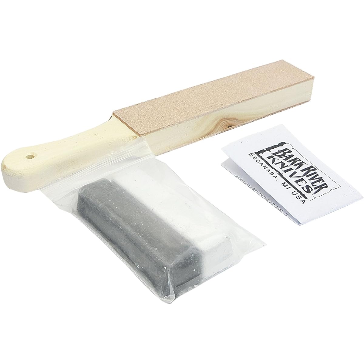 DLT Bark River Leather Whetstone Double Side Paddle Strop Standard White, Black Compound Set Original Box Included