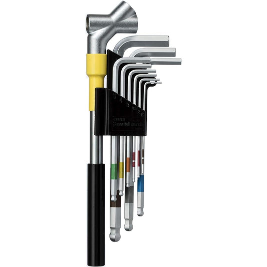 WISE Ball Point Hex Wrench Set of 9 (with Semi-Long Handle) Made in Japan/Final tightening possible/[SBR-1000L]