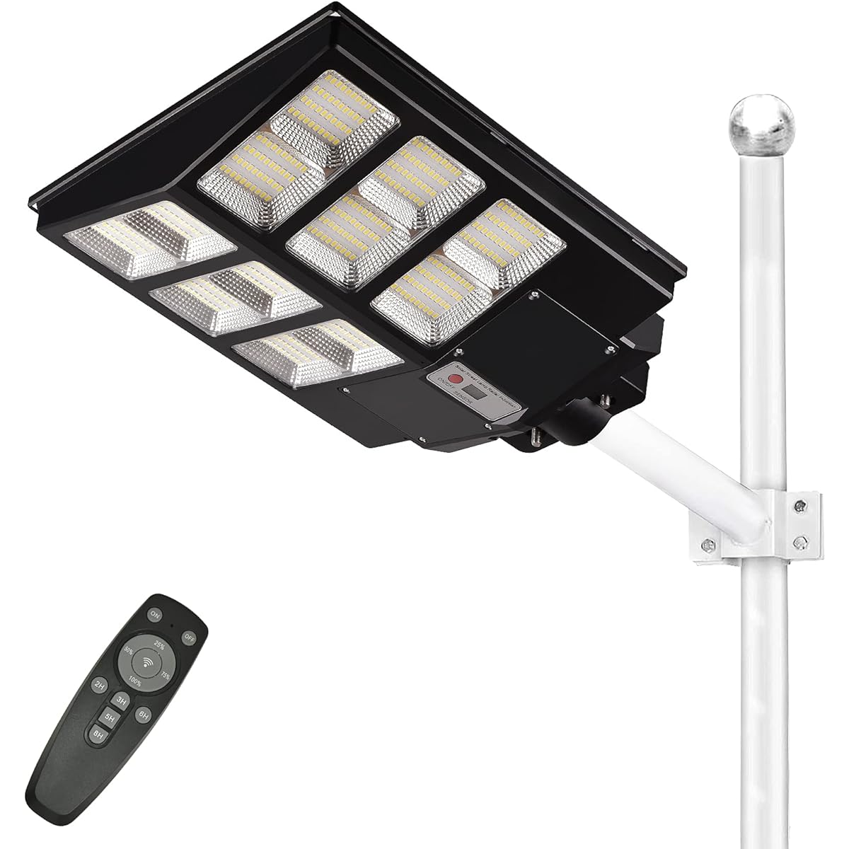 A-ZONE Solar Street Light, 600 W, Sensor Light, Outdoor, Waterproof, 4 Lighting Modes, Adjustable Brightness, LED Sensor Light, Outdoor Lighting, Automatic Lighting at Night, No Wiring Work, Energy