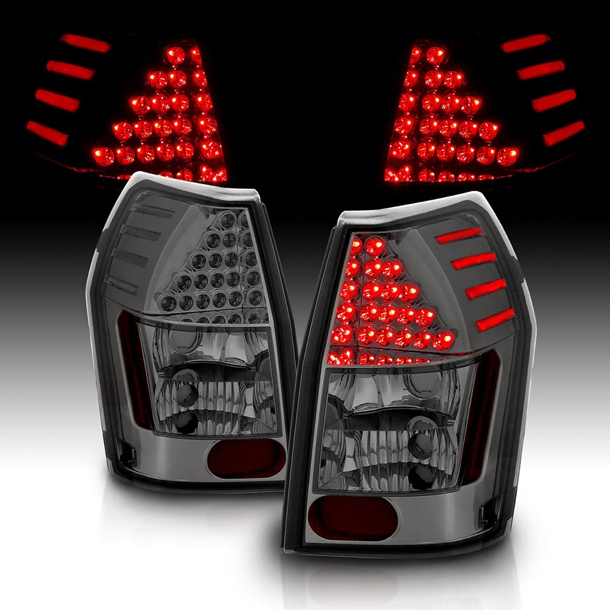 AMERILITE Smoke LED replacement Brake Tail Lightset 05-08 Dodge Magnum's passenger seat and driver's seat side