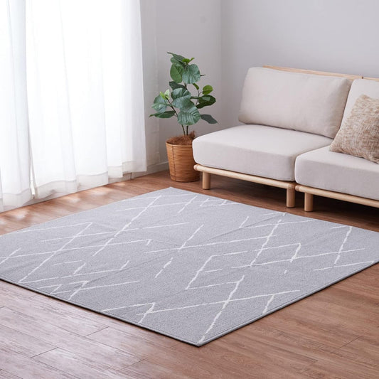 Hagiwara Rug, Gray, Approx. 185 x 185cm "Guerrero" Tough Rug, Washable, Antivirus, Allergen Reduction, Deodorizing, Antibacterial/Odor Resistant, Earth Mite Resistant, Made in Japan