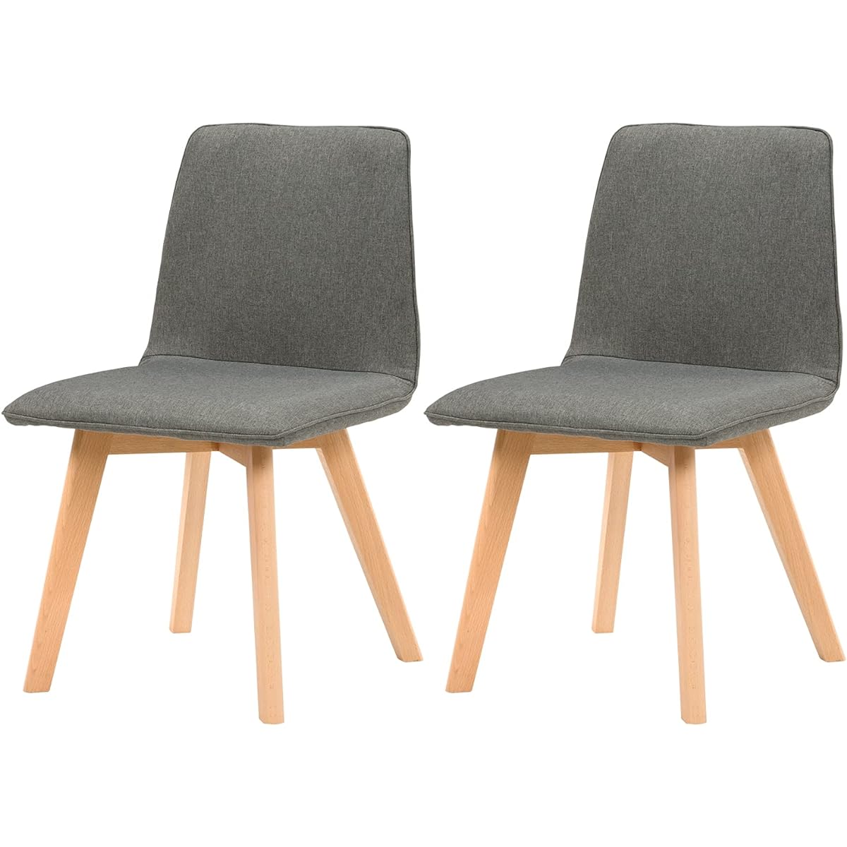 Hagiwara Dining Chair Set of 2 Dining Chairs Armless Simple [Upholstered Scandinavian Design] Fabric Natural Wood Width 44 x Depth 51 x Height 74 Seat Height 41 Gray BC-8622GY