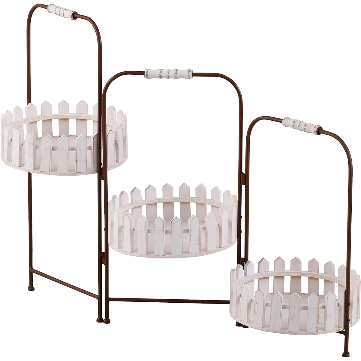 Abite 3-shelf picket flower stand WH approx. W79 x D25 x H61cm WEY-705-WH