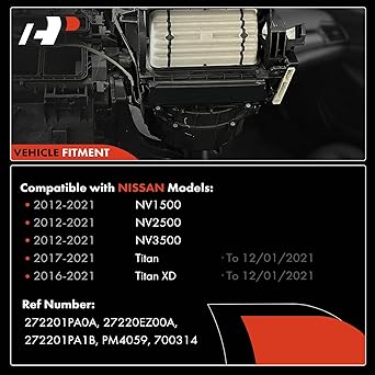 A-PREMIUM HVAC Blower Motor Nissan NV1500 NV2500 NV3500 2012-2018 TITAN XD 2016-2019 Compatible with front side