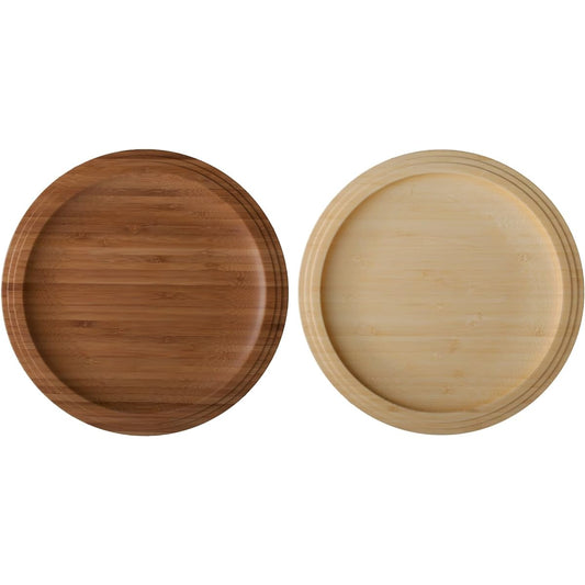 RIVERET Plate 24cm Pair Set Dishwasher Safe White/Brown RV-403WB