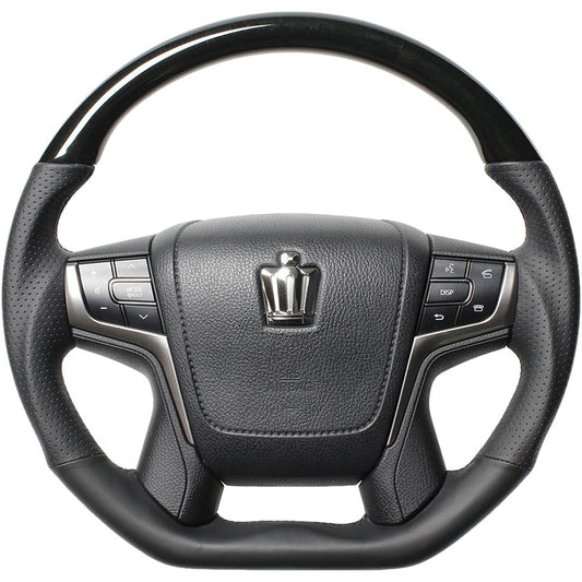 REAL Steering [210 Crown] Premium Series D Shape Black Wood S210-BKW-BK