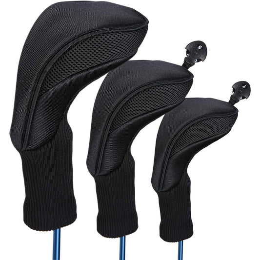 Long Neck Golf Hybrid Club Head Cover with Replaceable Number Tag, Set of 3, 3, 4, 5, 7, X