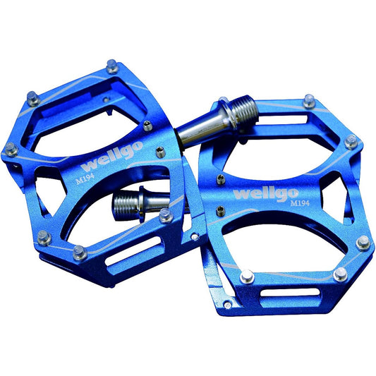 WELLGO Aluminum Pedal with Pin CNC Thin Blue 260g Road/ATB/MTB M194