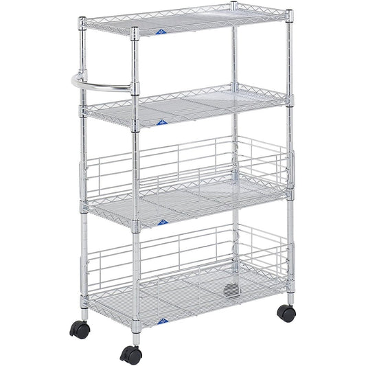 Doshisha Luminous Feel Kitchen Rack Wagon Steel Rack Gap Storage Storage Shelf Width 30 4 Tiers Rust Resistant Rust Proof Treatment Easy to Assemble With Casters Load Capacity 80kg (1 Shelf Board) Pole Diameter 19mm Width 29.5 x Depth 59.5 x Height 94cm