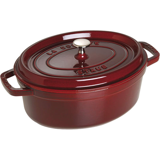 Staub "Pico Cocotte Oval Grenadine Red 27cm" Large Hand Enamel Pot IH Compatible [Authorized Japanese Product] La Cocotte Oval 40500-273