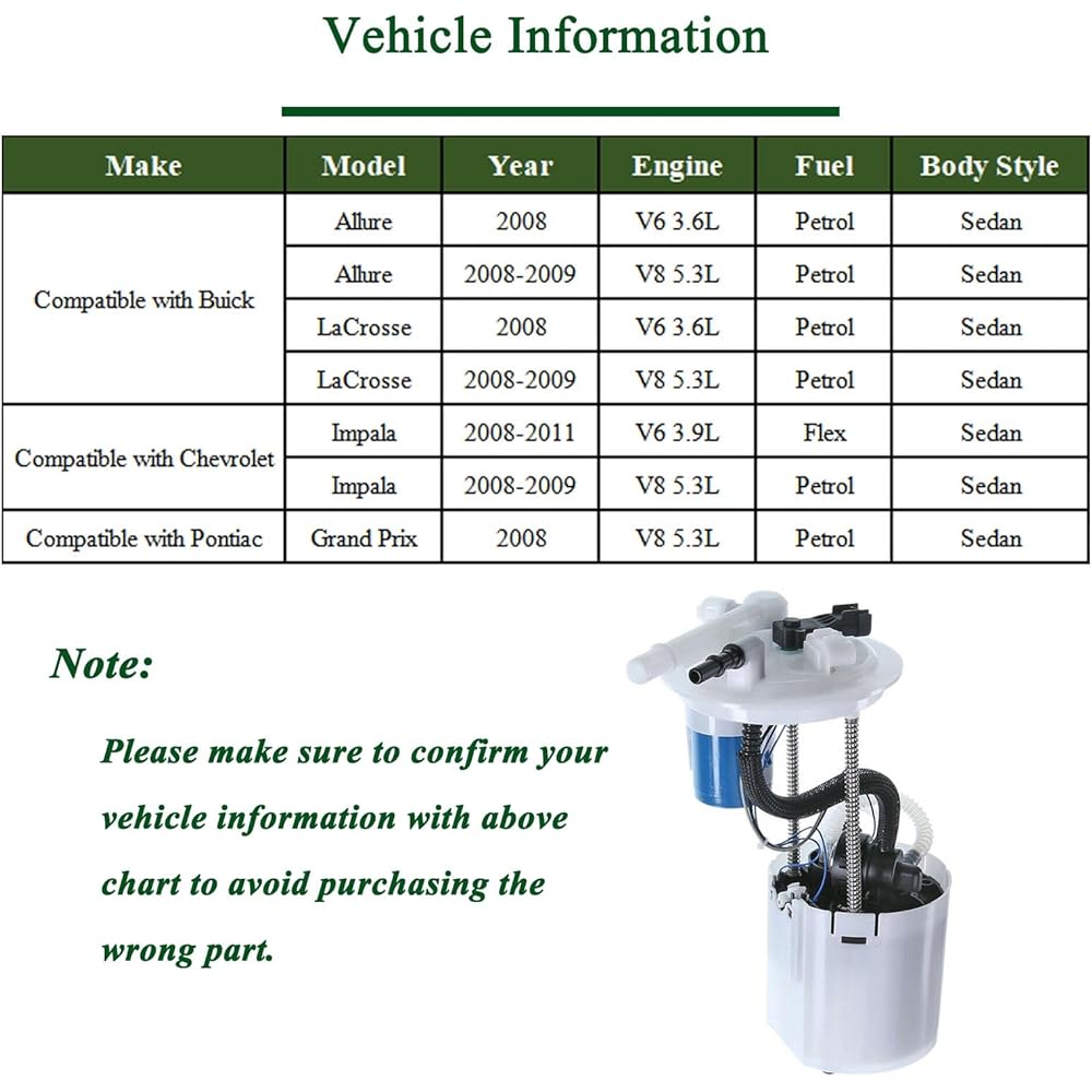 Fuel Pump Againburet Chevrolet Impala Vuikalur Lacros Pontiac for Grand Prix