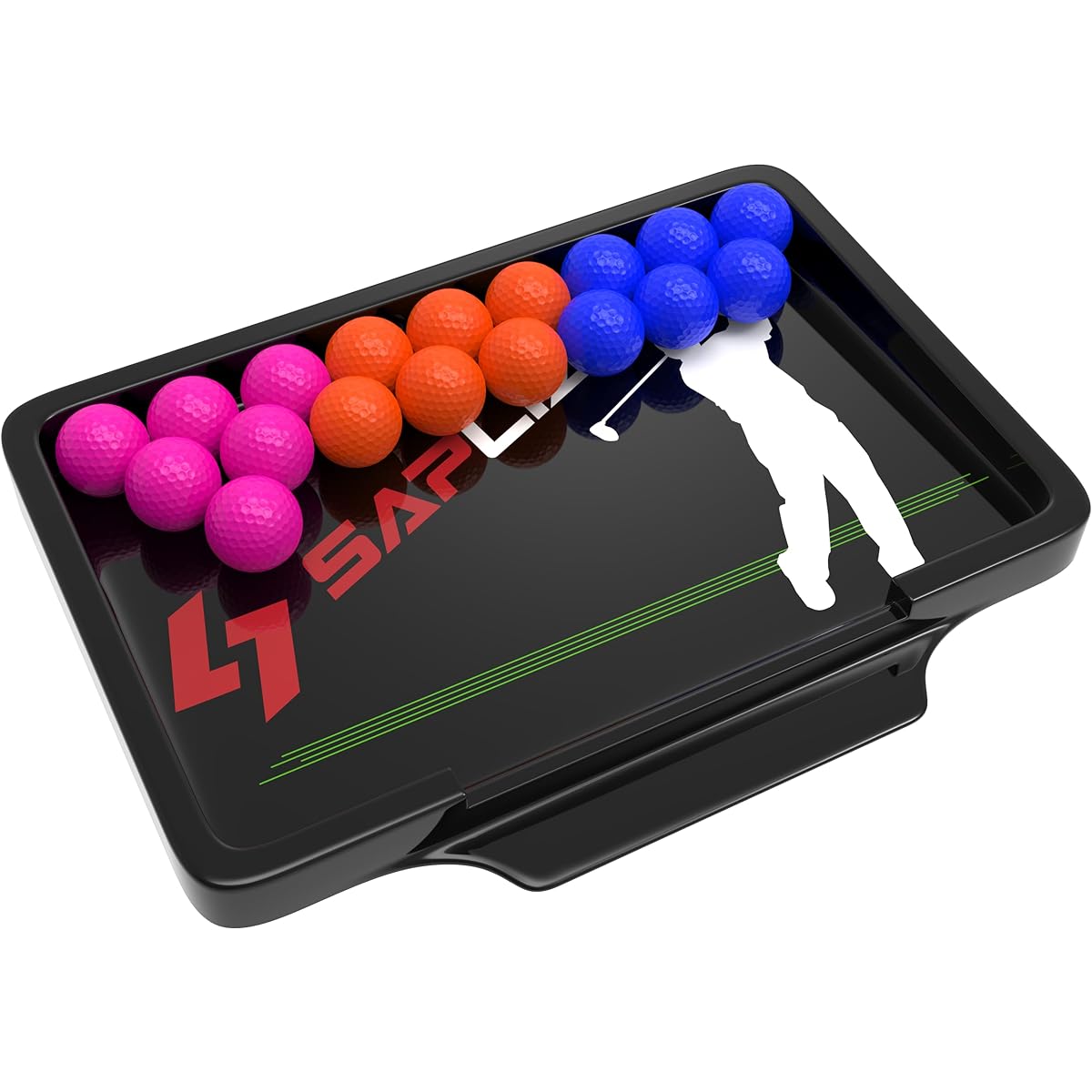 Saplize 18 Foam Golf Balls and Sturdy Golf Ball Tray Kit - Holds 53 Balls Durable and stable ball tray, perfect for indoor/outdoor training