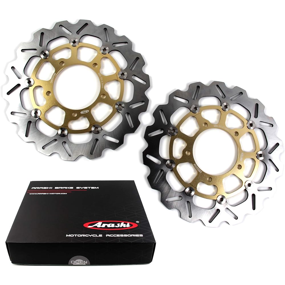 Arashi Front Brake Disc Rotor Compatible with Suzuki GSXR1000 GSX-R1000 GSXR 1000 2005-2008 Motorcycle Replacement Accessories Gold GSXR600 GSXR750 GSX-R600 GSX-R750 2006 2007