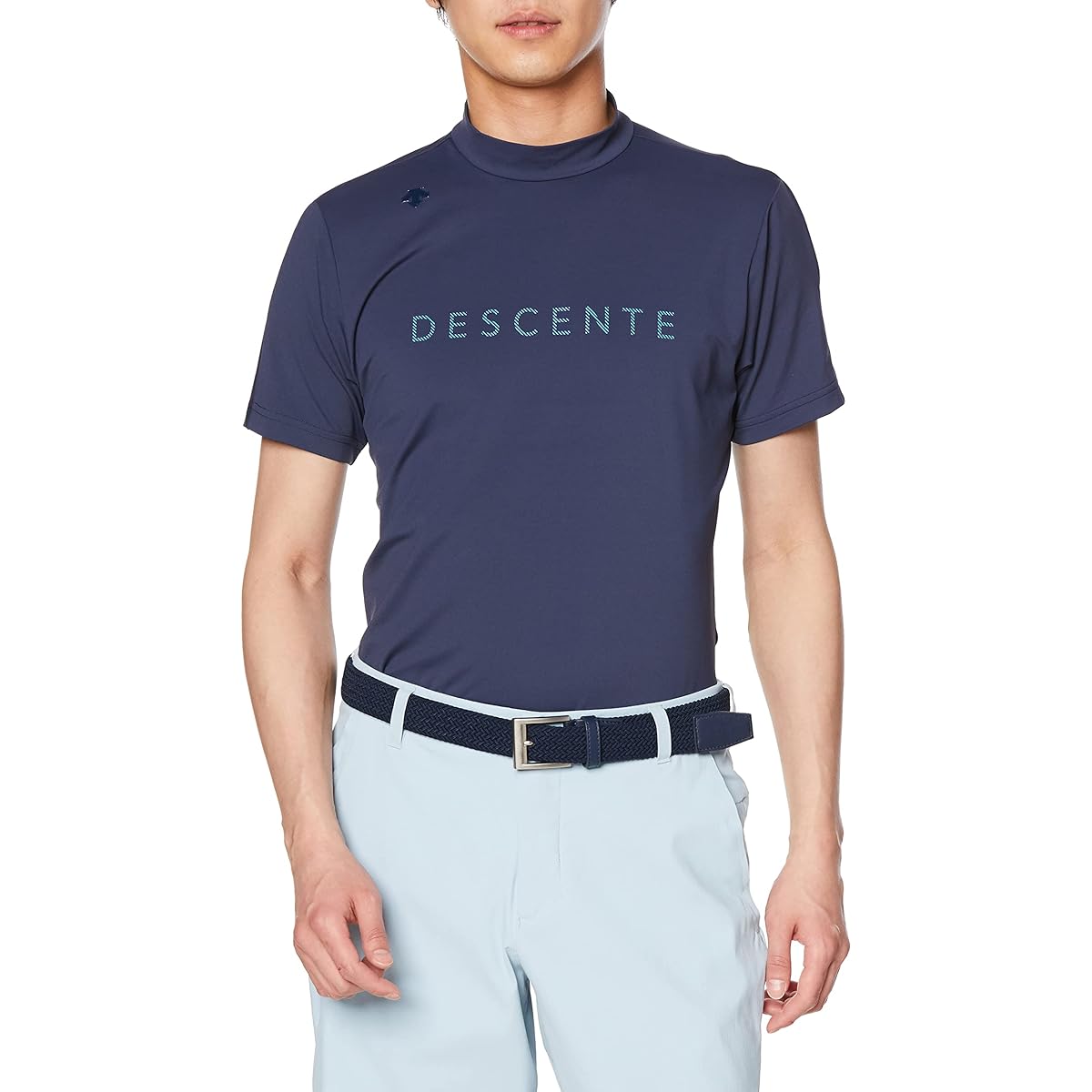 [DESCENTE] Short Sleeve Shirt Mock Neck Chest Logo Sweat Absorbent Quick Drying UVCUT UPF50+ Stretch Anti-See Through (WH00 Only) Golf DGMVJA15 Men's