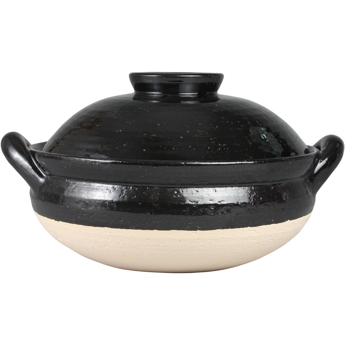 Hasenen Earthen Pot Healthy Steam Pot Large 31 cm 3000 ml For 3-5 People Open Fire Only Black Iga Ware Made in Japan ZW-18