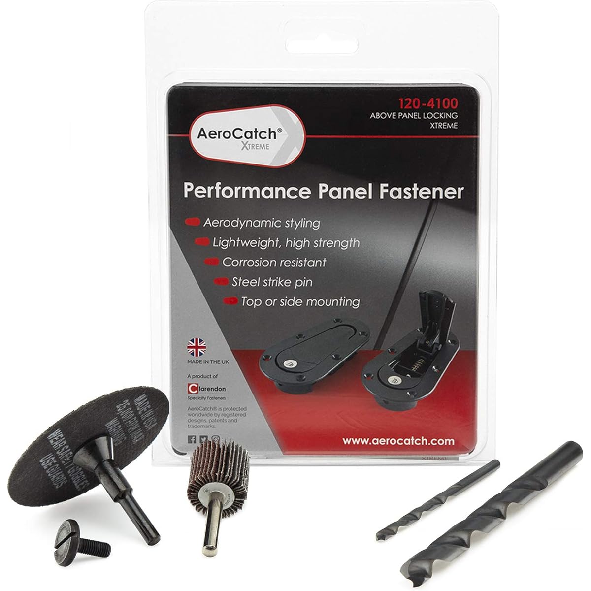 AEROCATCH 120-4100 Xtreme Plus flash rock hood pin and latch kit -with black mounting kit