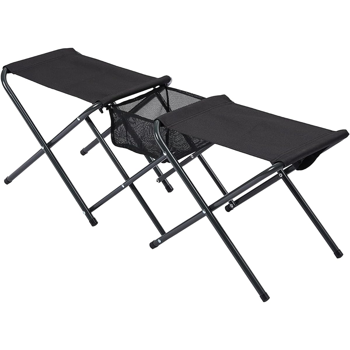 【limited! ] SOLO UP Outdoor Chair Double Chair 2 Person Bench Camping Chair Folding Chair with Mesh Pocket M-2247 Alloy Steel Black